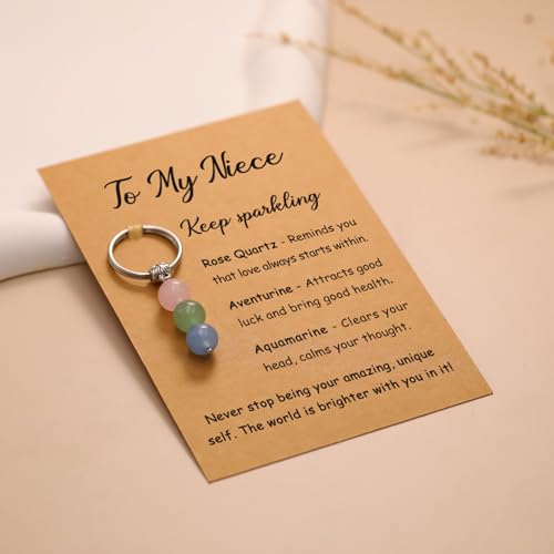 PRCOLUX Niece Gifts from Auntie - Natural Crystal Funny Keychain Niece Birthday Gifts Christmas Birthday Graduation Wedding Day Gift - Image 3