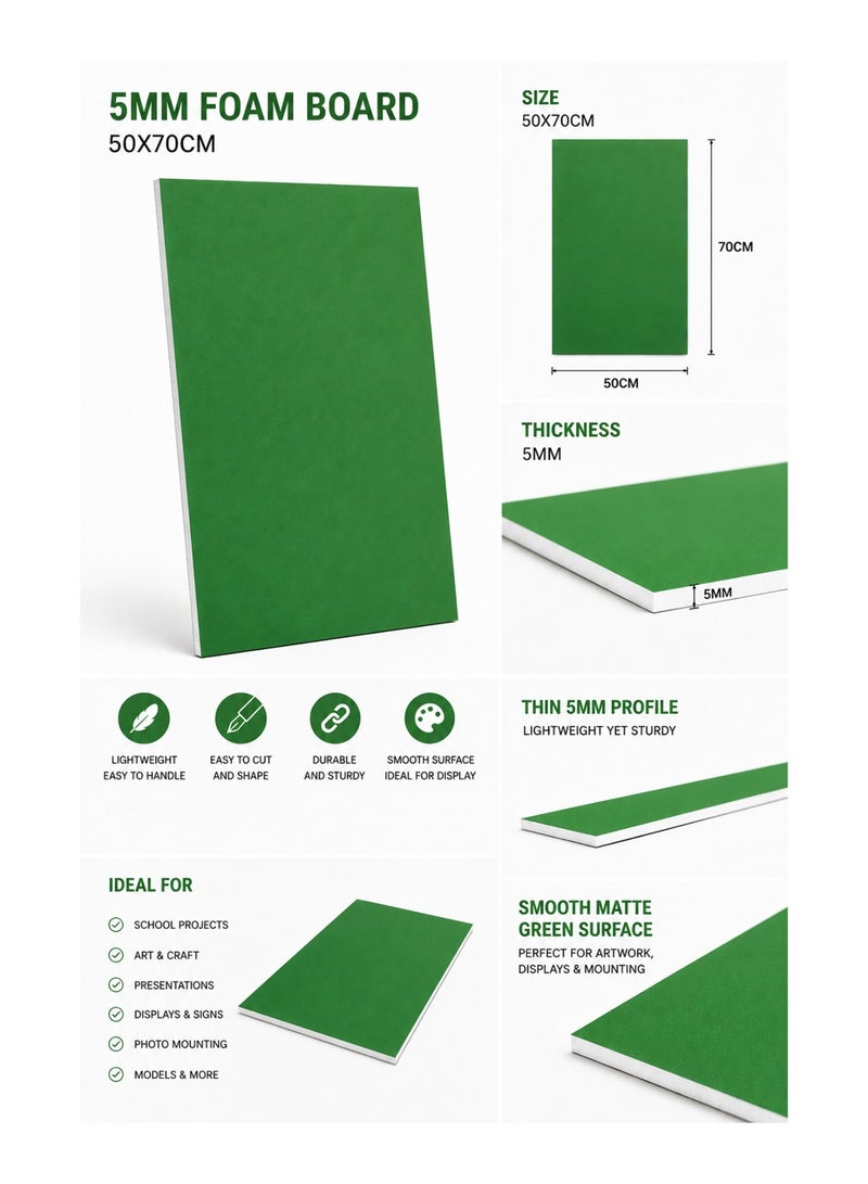 1-Piece 5mm Thick Foam Board For Craft And Illustration 50x70cm Size Green - Image 2