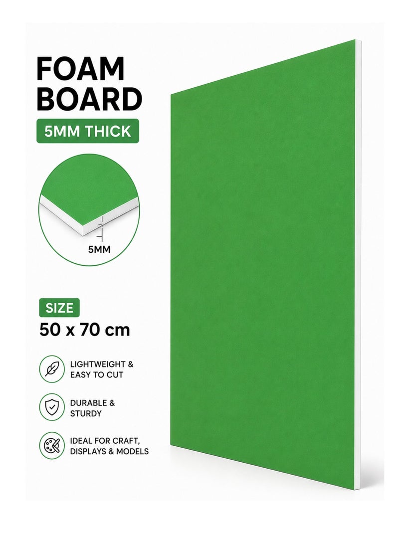 1-Piece 5mm Thick Foam Board For Craft And Illustration 50x70cm Size Green - Image 1