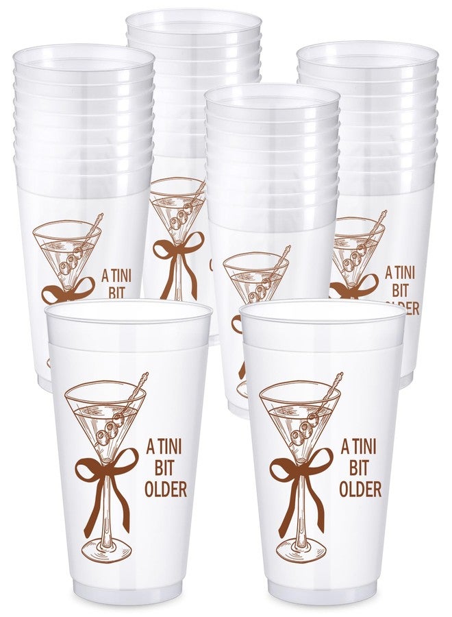 Jingmore 24 Pack A Tini Bit Older Cups 16 oz Plastic Martini Birthday Cups Martini Bow Party Decorations for Women a Tini Bar Bit Older Birthday Home Bachelorette Party Supplies(Chocolate Brown) - Image 1