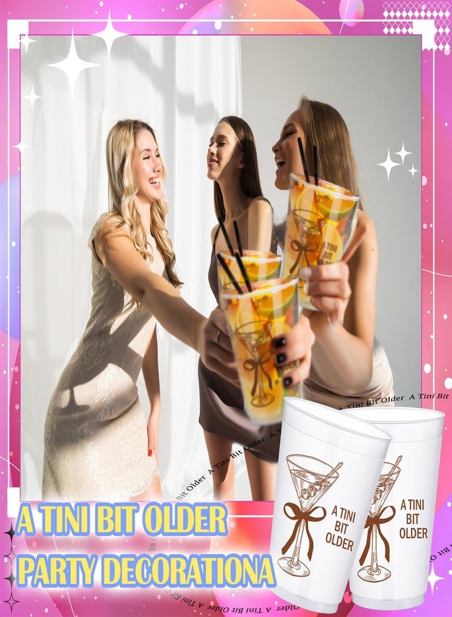 Jingmore 24 Pack A Tini Bit Older Cups 16 oz Plastic Martini Birthday Cups Martini Bow Party Decorations for Women a Tini Bar Bit Older Birthday Home Bachelorette Party Supplies(Chocolate Brown) - Image 5