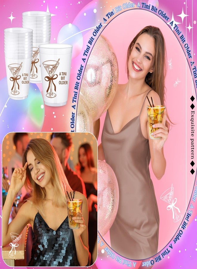 Jingmore 24 Pack A Tini Bit Older Cups 16 oz Plastic Martini Birthday Cups Martini Bow Party Decorations for Women a Tini Bar Bit Older Birthday Home Bachelorette Party Supplies(Chocolate Brown) - Image 4