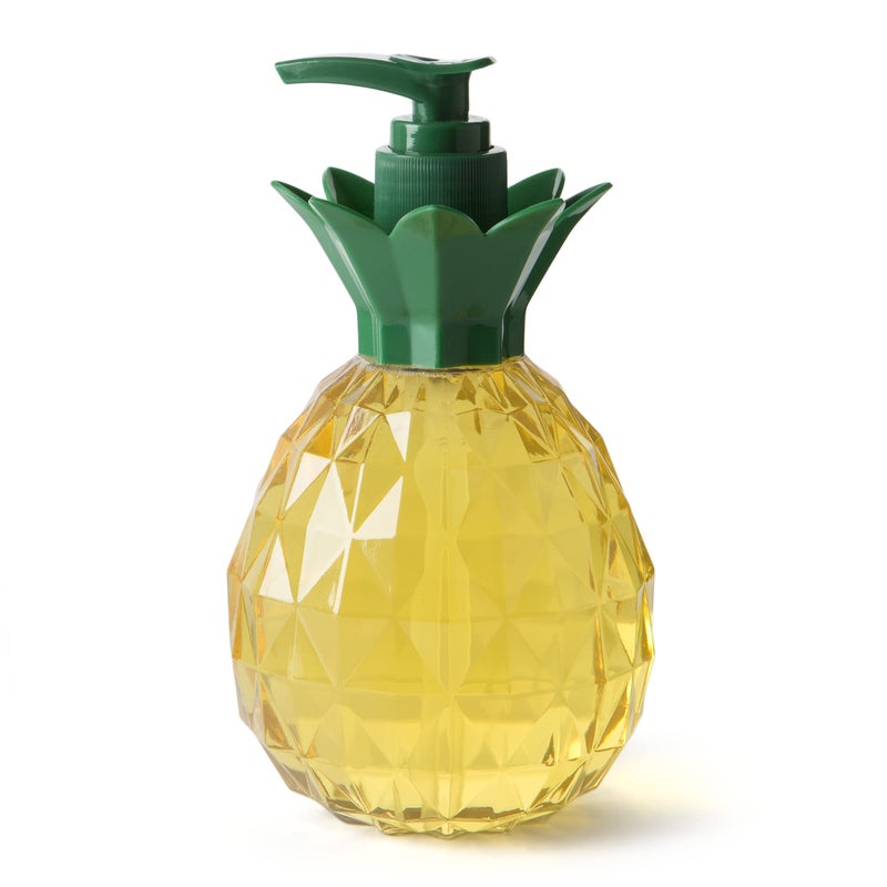 Simple Pleasures Pineapple Coconut Scented Liquid Hand Soap Dispenser Plastic Novelty Decorative Refillable Hand Pump for Kitchen Countertops and Bathroom Sinks