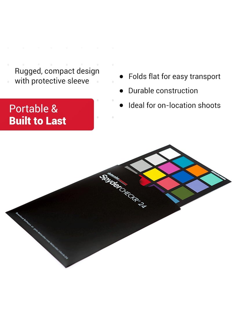 Datacolor SCK200 SpyderCheckr 24 Color Chart – Double-Sided Camera Color Calibration Tool, 24 Spectrally-Designed Pigment Patches, Gray Ramp & Skintone Reference, For Photo & Video Color Correction - Image 4