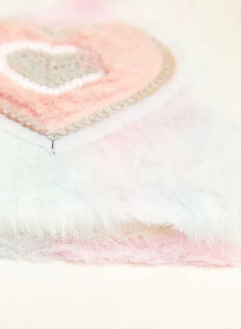Pink Cactus Heart Printed Fluffy Notebook