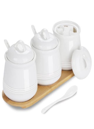 HAOTOP Porcelain Condiment Jar 3 Pack Set with Tray, 12 Ounces White - pzsku/Z656555E534BF581F731CZ/45/_/1693217353/89f622e3-bede-4fc4-884d-c500231d23e5