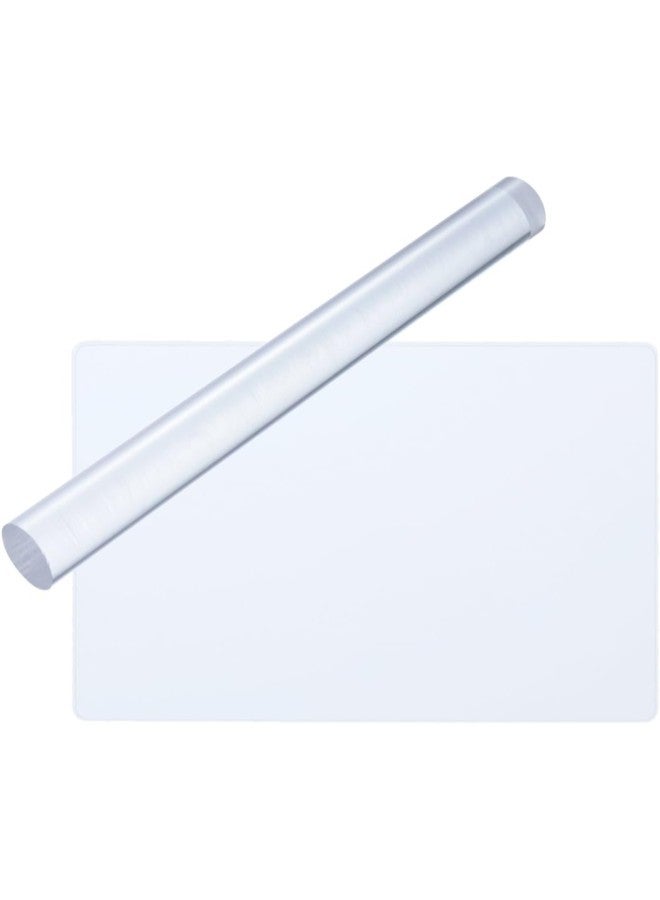 klarako Acrylic Clay Roller with Acrylic Sheet Backing Board for Shaping and Sculpting 2pcs - Image 1