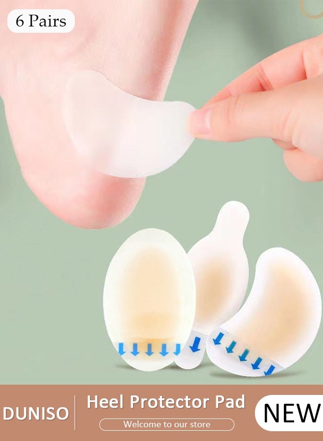 DUNISO 6 أزواج من وسادات حماية الكعب ذاتية اللصق من جل الفقاعات، ضمادات لصقات البثور، وسادات جل الفقاعات للوقاية من العلاج، رقعة حماية لجلد القدمين، كعب أصابع القدم للنساء والرجال - Image 1