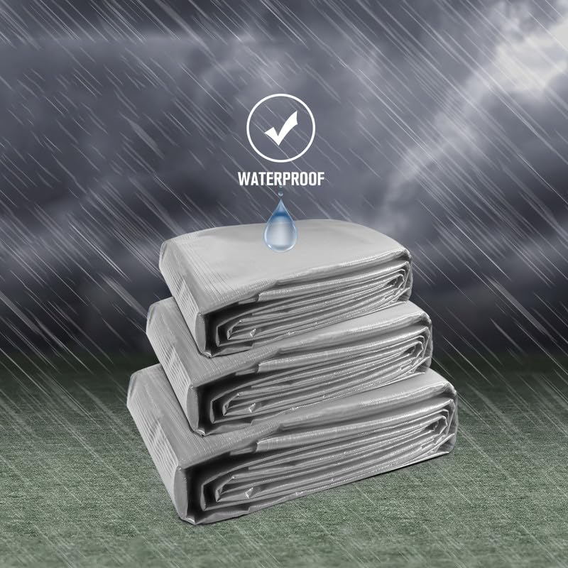 TUFFPAULIN TUFFPAULIN 24FT X 18FT 200 GSM Silver Super Heavy Duty Tarpaulin Tirpal Tadpatri Tharpai Thadika Reinforced Eyelets UV Resistant Waterproof 6 Layer MLCL 3D Rib Technology1 No  - Image 5