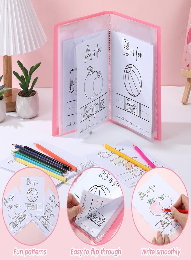 Sinload Baby's First ABC Coloring Book Baby Shower Game Activity 26 Card Alphabet a to Z Pages with 24 Color Pencil, Funny Pictures to Color Page Guestbook(Pink) - Image 3