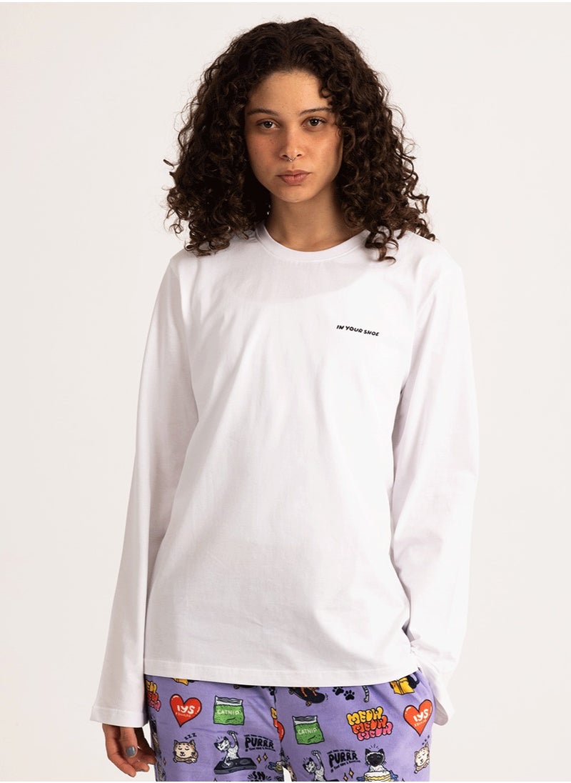 In Your Shoe - White Basic Long Sleeve Tee - Image 1