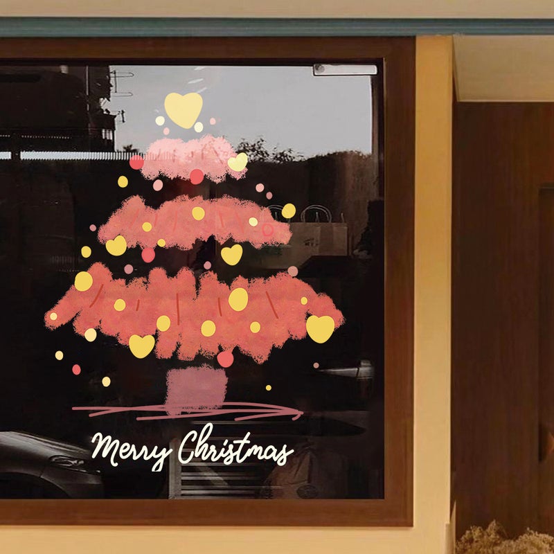 2026 New Year And Christmas Decoration Window Glass Stickers Electrostatic Window Stickers Cartoon Christmas Tree Layout Door Stickers Window Stickers - Image 5