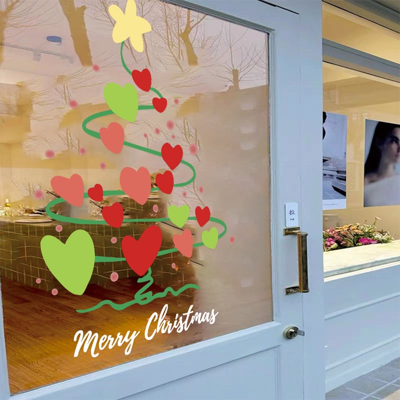 2026 New Year And Christmas Decoration Window Glass Stickers Electrostatic Window Stickers Cartoon Christmas Tree Layout Door Stickers Window Stickers - Image 4