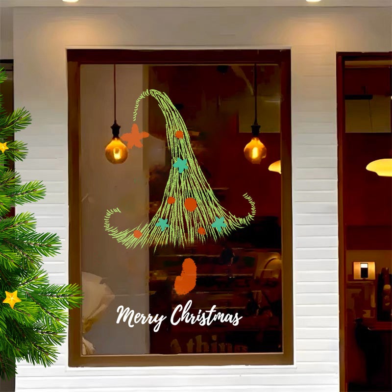 2026 New Year And Christmas Decoration Window Glass Stickers Electrostatic Window Stickers Cartoon Christmas Tree Layout Door Stickers Window Stickers - Image 2