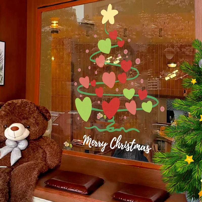 2026 New Year And Christmas Decoration Window Glass Stickers Electrostatic Window Stickers Cartoon Christmas Tree Layout Door Stickers Window Stickers - Image 3