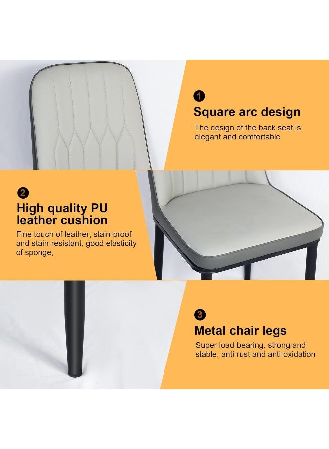 SKY-TOUCH Modern PU Leather Dining Chair, High Back with Soft Seat, Metal Side Legs, Grey  - Image 5