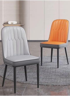 SKY-TOUCH SKY-TOUCH Dining Chair - PU Leather, Soft Seat & Back, Metal Legs - Grey  - Image 4
