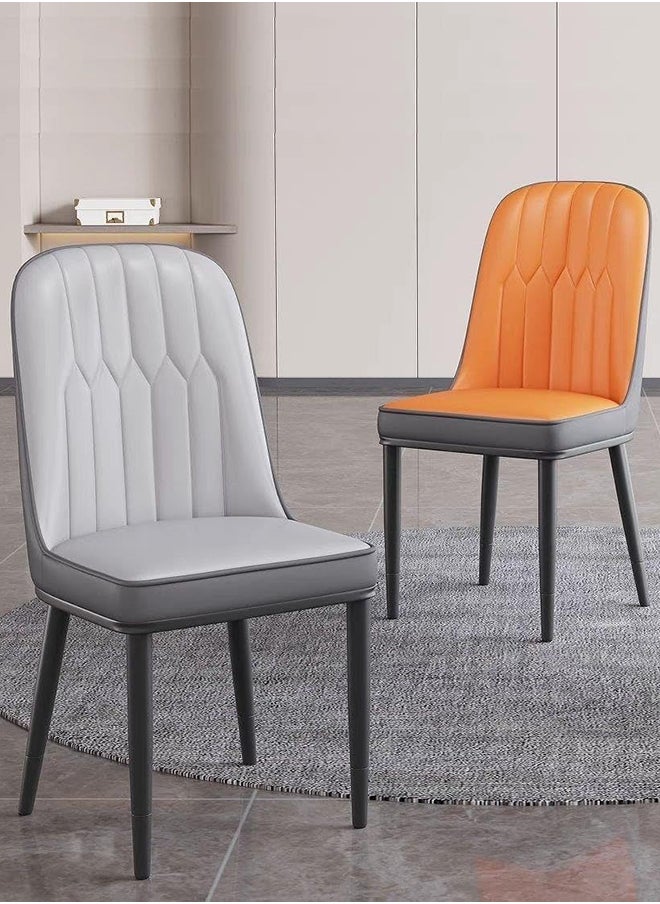 SKY-TOUCH SKY-TOUCH Dining Chair - PU Leather, Soft Seat & Back, Metal Legs - Grey  - Image 4
