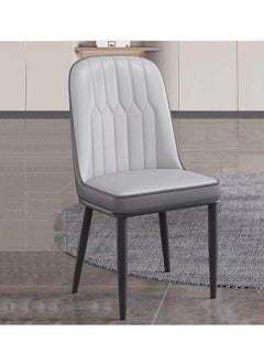 SKY-TOUCH SKY-TOUCH Dining Chair - PU Leather, Soft Seat & Back, Metal Legs - Grey  - Image 2