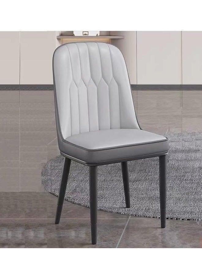 SKY-TOUCH SKY-TOUCH Dining Chair - PU Leather, Soft Seat & Back, Metal Legs - Grey  - Image 2