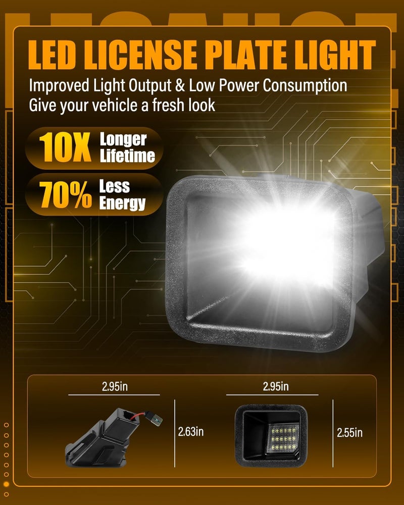 LESAUCE LED License Plate Light For 2017-2024 Ford F250 F350 F450 Super Duty Pickup Truck Tag Lamp Assembly with Socket, 6000K White 2PCS - Image 3