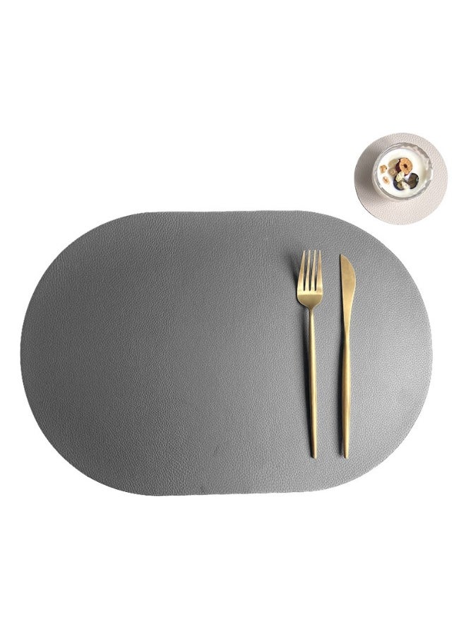NIBEMINENT 2pcs Leather Oval Placemat Western Placemat  - Image 1