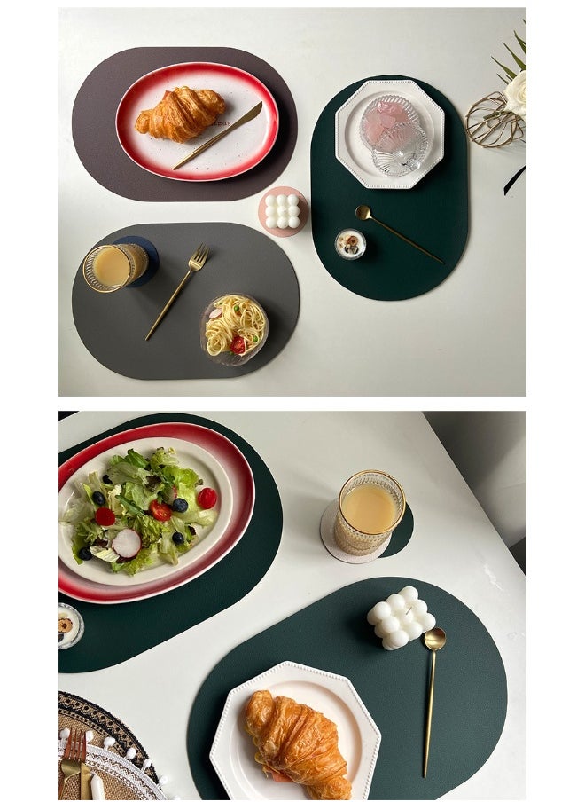 NIBEMINENT 2pcs Leather Oval Placemat Western Placemat  - Image 2