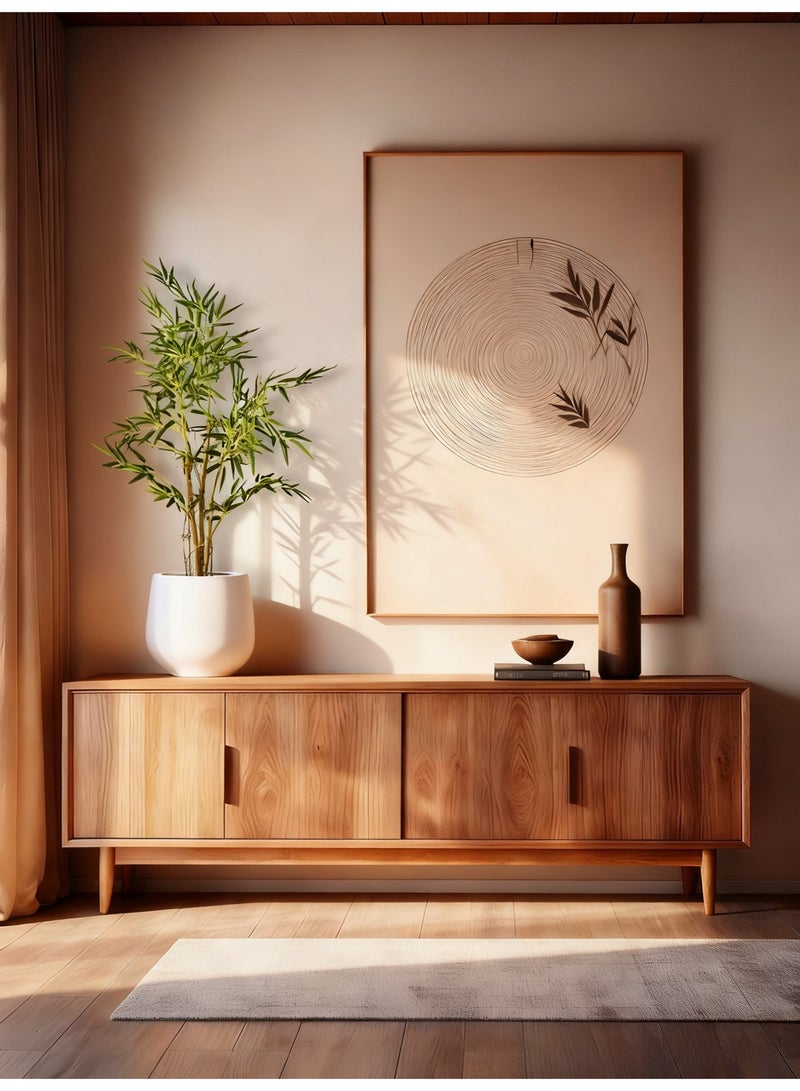 High-Quality Artificial Bamboo Tree (90cm) – Balance, Calmness, and Natural Beauty & Minimal Magnesia Cement Planter (25 × 19 cm) – Subtle Balance for Refined Interiors Bundle - Image 2