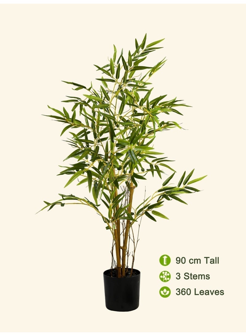High-Quality Artificial Bamboo Tree (90cm) – Balance, Calmness, and Natural Beauty & Minimal Magnesia Cement Planter (25 × 19 cm) – Subtle Balance for Refined Interiors Bundle - Image 3
