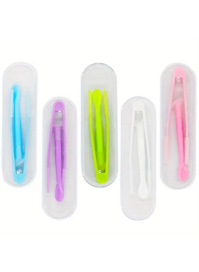 مجموعة حافظة العدسات اللاصقة الأرجوانية المحمولة مع الملقط وأداة الإدخال والإزالة اليدوية ذات الرأس الناعم - Image 3