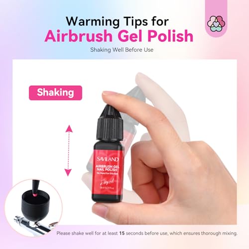 SAVILAND Airbrush Gel Nail Polish HemaFree DilutionFree 24 Colors Airbrush for Nails NonAcetone for Gradients Nails Blush Layered Nail Art Various Pattern High Color Saturation for Home Salon Kit - Image 3