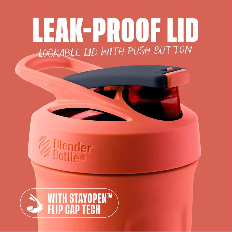 BlenderBottle Strada Stainless Steel 24oz Protein Shaker Genuine Blender Bottle 24oz Capacity (24oz Memory) Grapefruit BBSTSC24-GF - Image 1