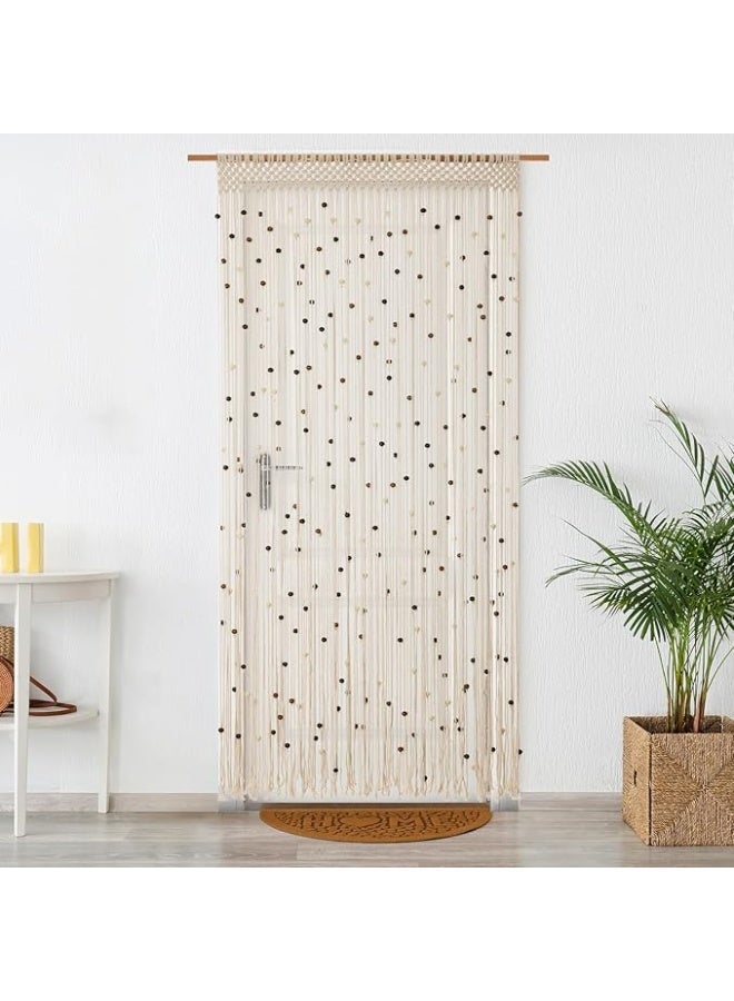 Boho Macrame Beaded Curtain – Handmade Decorative Curtain for Doorways, Windows and Room Dividers – 91 × 200 cm