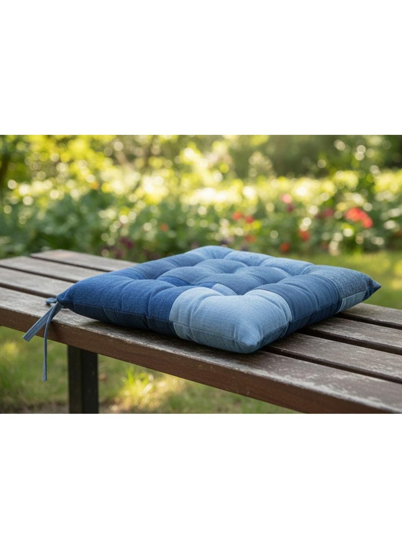 AKDC Casual Denim-Inspired Square Decorative Cushion – Blue Jean Fabric Upholstery, 45×45×7 cm - Image 2