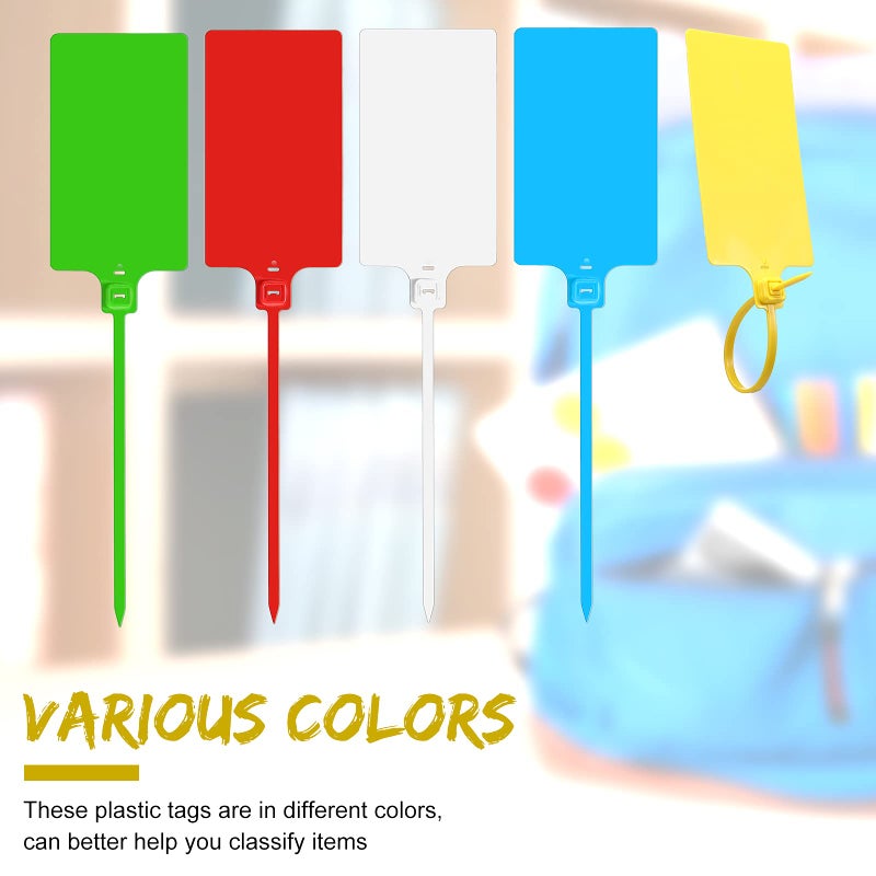Pajean Pajean Waterproof Plastic Tags with Marker Pens and Sticker Labels, Self Locking Bag Writable Tags with Wire Cable Ties for Luggage(Multi Colors,50 Pieces)  - Image 5