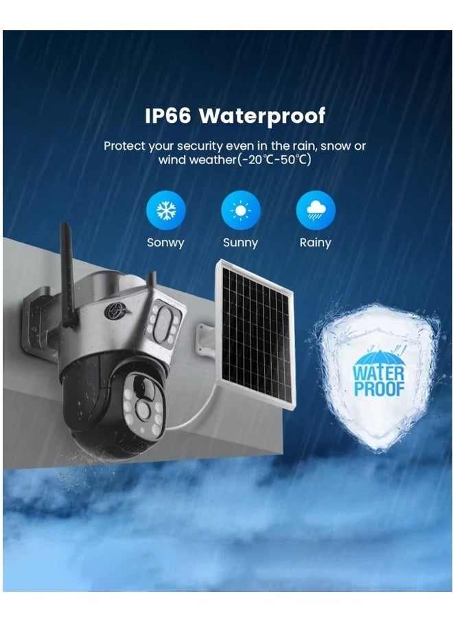 ديقيساند كاميرا شمسية بدقة 4K و8 ميجابكسل، تدعم شريحة 4G، مزودة بخاصية PTZ، كاميرا خارجية بعدسة مزدوجة، كاميرا IP، لوحة شمسية، نظام مراقبة تلفزيونية، بطارية مدمجة، كاميرا PIR (مع بطاقة ذاكرة SD سعة 64 جيجابايت). - Image 5