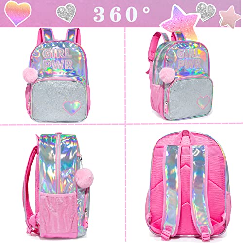 HTgroce Pink Girls Backpack with Lunch Box - PWR Preschool School Bag Set for Elementary Preschool Bookbag - Image 3