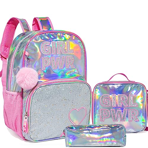 HTgroce Pink Girls Backpack with Lunch Box - PWR Preschool School Bag Set for Elementary Preschool Bookbag - Image 1