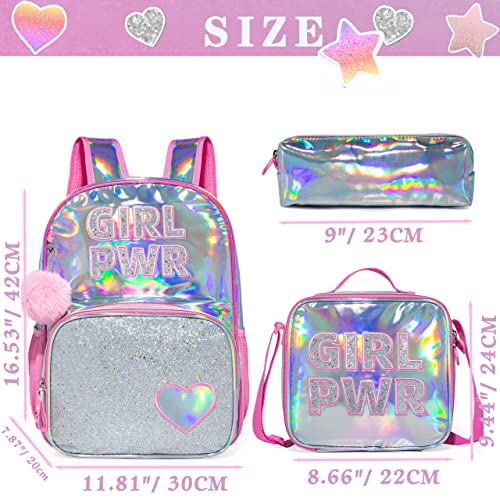 HTgroce Pink Girls Backpack with Lunch Box - PWR Preschool School Bag Set for Elementary Preschool Bookbag - Image 2