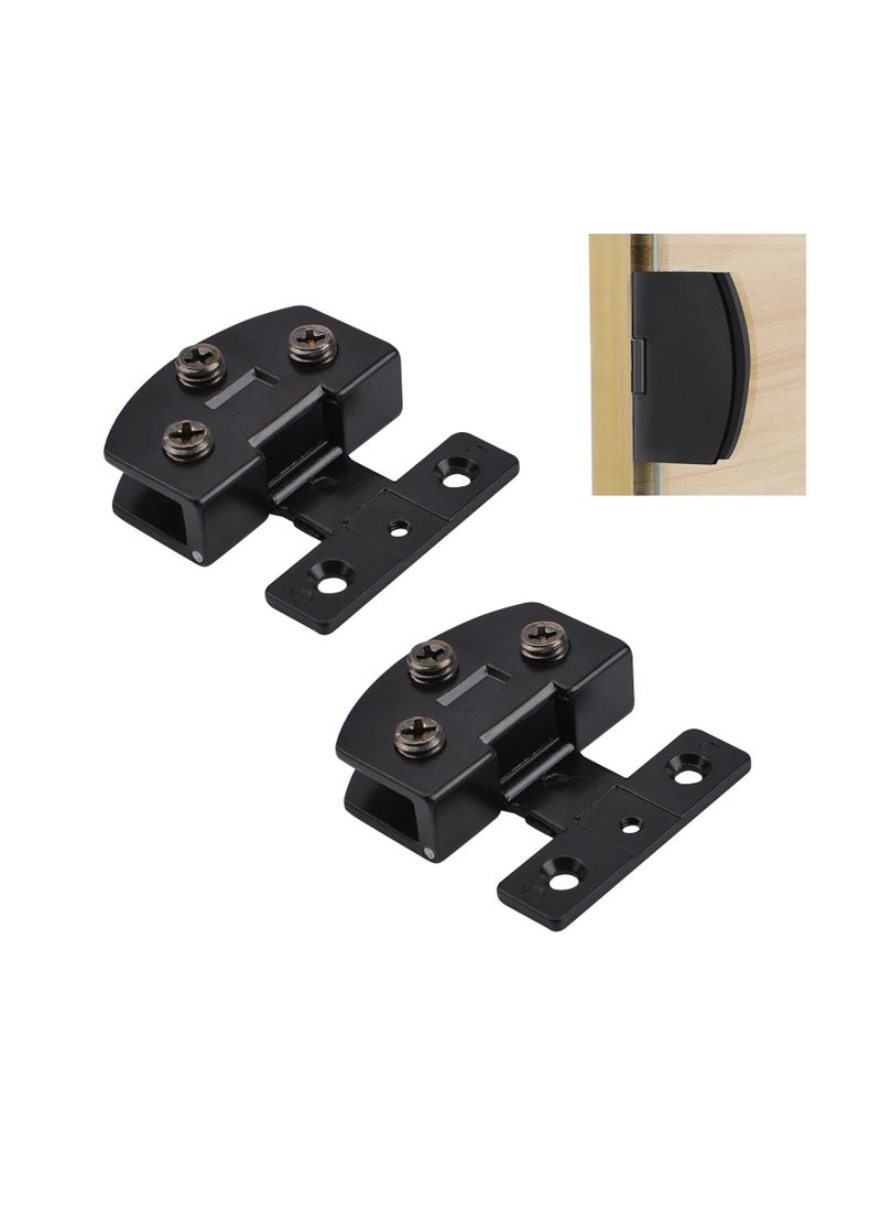 SYOSI Door Hinge, 2PCS Unilateral Adjustable Glass Door Clamp Hinges, Zinc Alloy Side-Mount Pivot Hinges, 90 Degree Black Clip Hinge Replacement Parts for 5-8mm Frameless Glass Cabinet Door  - Image 1