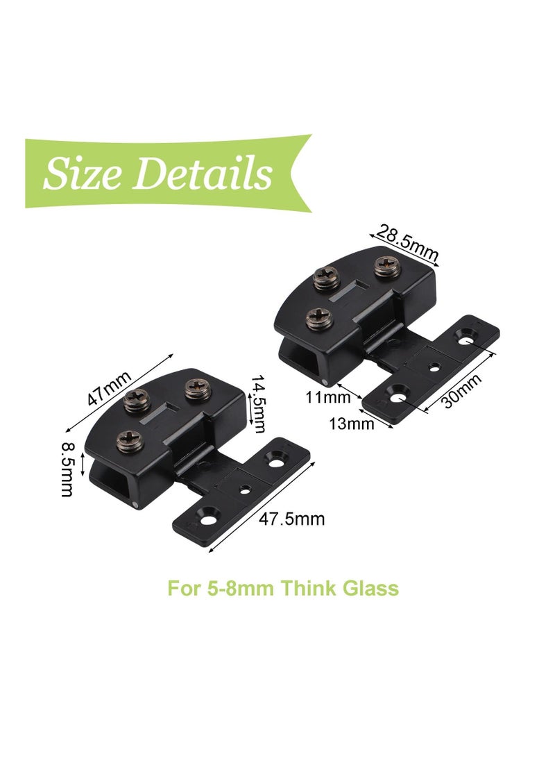 SYOSI Door Hinge, 2PCS Unilateral Adjustable Glass Door Clamp Hinges, Zinc Alloy Side-Mount Pivot Hinges, 90 Degree Black Clip Hinge Replacement Parts for 5-8mm Frameless Glass Cabinet Door  - Image 5