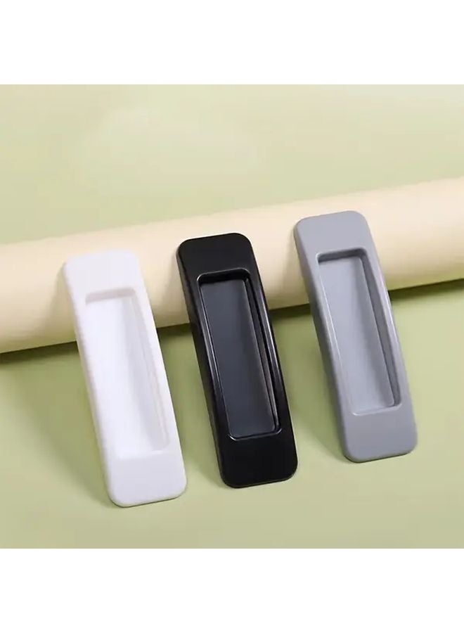4 Pcs Black Self Adhesive Door Window Handles Durable Plastic Polished Metal Finish - Image 1