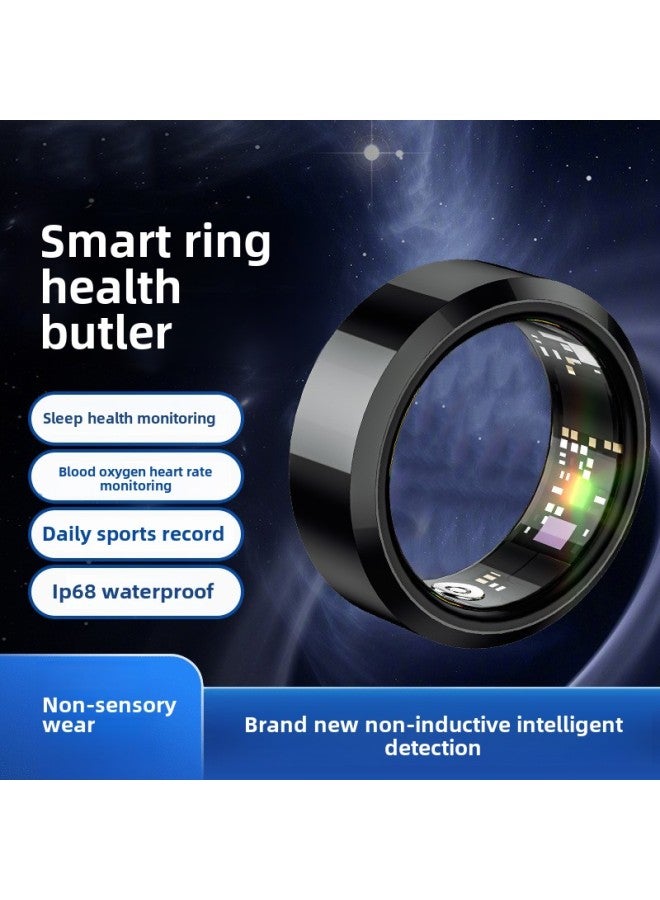 Upgraded Smart Black Technology High Precision Health Ring Heart Rate Oximeter Step Sleep Sport Waterproof Bluetooth-Colour:Black - Real-time Monitoring Of Finger Size 10 Circumference 62.1mm - Image 1