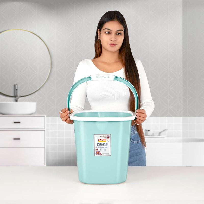RATAN PLASTICWARE Premia Bucket 18L X 1 MintLight Weight and Easy to CarryPerfect for Use in Bathrooms Kitchen Wet Utility Areas - Image 3