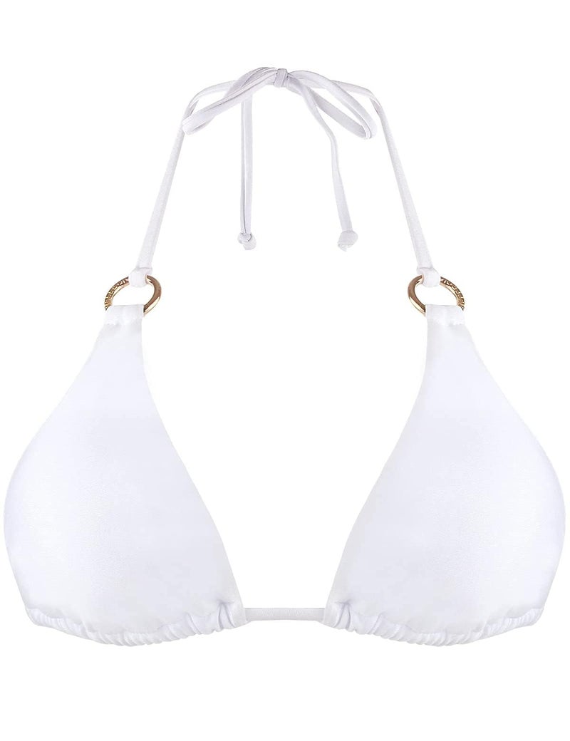 RELLECIGA Women's Women's Triangle Bikini Top Swimsuit Swimwear Size L White - Image 5