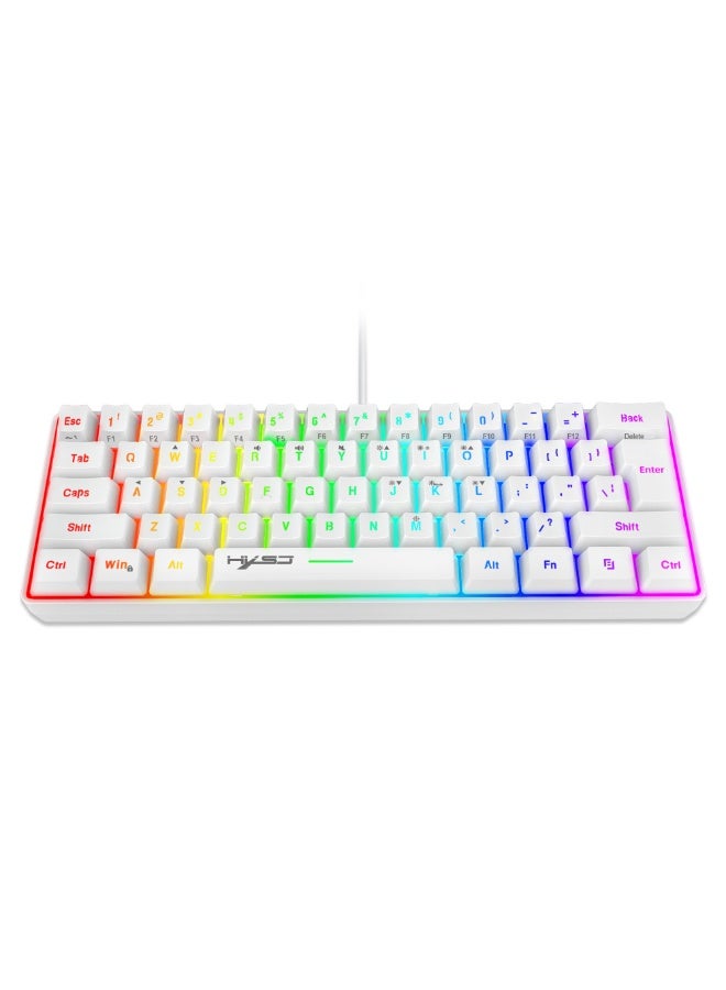 لوحة مفاتيح ألعاب سلكية RGB موديل V700 مكونة من 61 مفتاح مع ماوس ألعاب USB موديل J900، تصميم مدمج بإحساس ميكانيكي، ماوس RGB بدقة DPI قابلة للتعديل، مجموعة ألعاب بإضاءة خلفية مريحة للكمبيوتر واللابتوب(أبيض) - Image 5