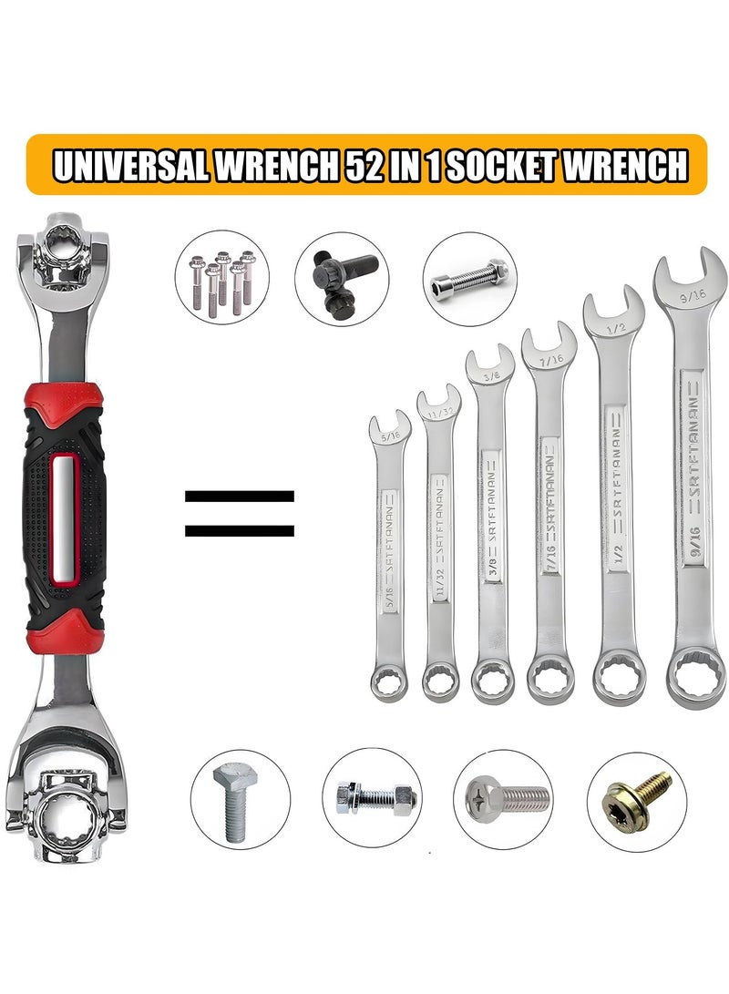GNAFOTU 52 in 1 Universal Socket Wrench,Multifunction Socket Wrenches Tool with Magnetic,360 Degree Rotating Wrench,Wrench Can Screw 8 Kinds of Screws,Spanner Tool for Home and Car Repair  - Image 3