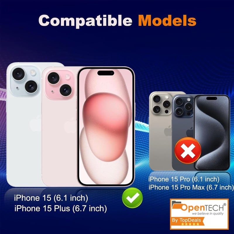 OpenTech ® Premium Camera Lens Protector Tempered Glass Compatible For iPhone 15 / iPhone 15 Plus With Edge To Edge Coverage (Full Transparent) (Pack of Two) - Image 2