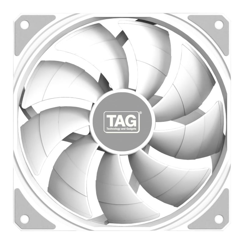 tag Windforce 140 PC Case Fan with 140mm Cooling Fan | 1800 RPM High Fan Speed | 89.2 CFM Airflow | 29.2 dBA Noise | High Performance Silent Fan | Two Ball Bearing | 4 Pin PWM Connector (White) - Image 1