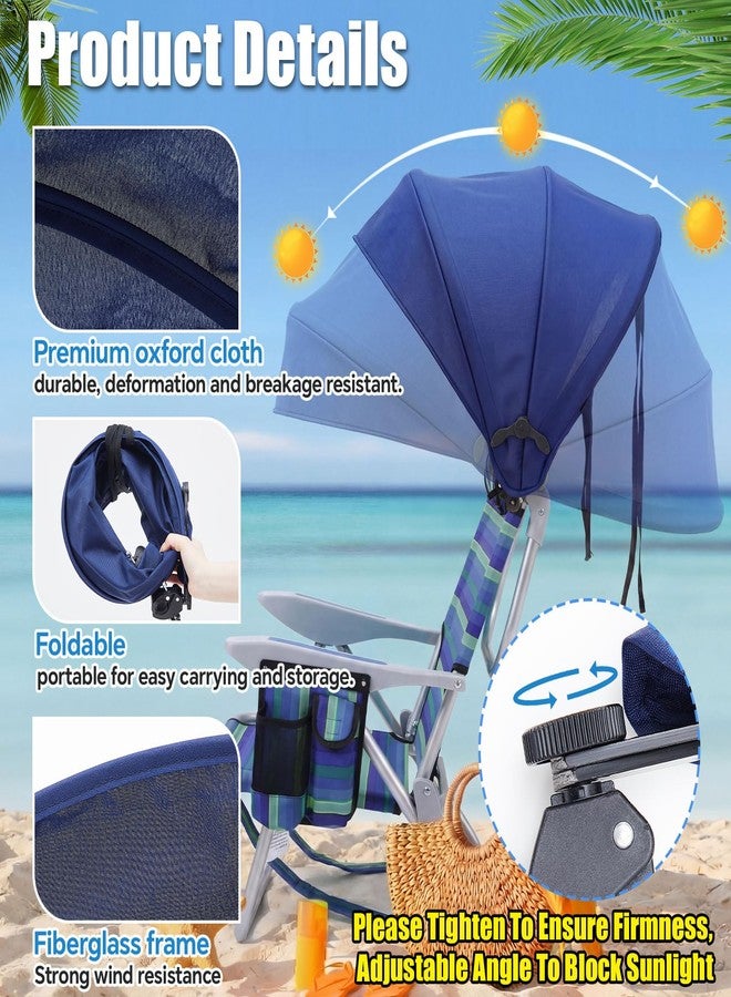 DaisyInner 2 Pcs Beach Chair Umbrella Canopy Extra Large Foldable Chair Sun Shade with Adjustable Clamp for Beach Camping Fishing Lounge Outdoor (Dark Blue) - Image 4